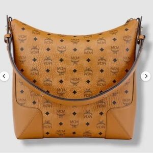 MCM Visetos Cognac Hobo Bag - Tan Shoulder Bag